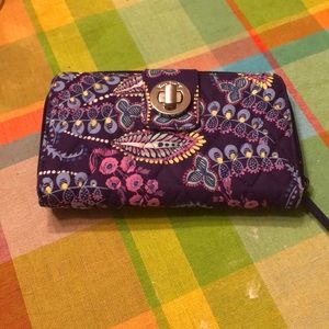 Vera Bradley Turn Key Wallet Batik Leaves